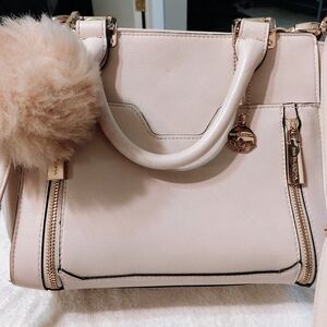 Big Buddha Elegant Cream Handbag with Pom Pom